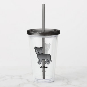 Blauwe Engelse Staffie Mopshond & Naam Acryl Drinkbeker