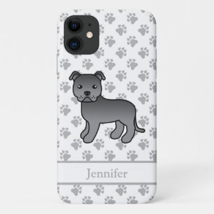 Blauwe Engelse Staffie Mopshond & Naam Case-Mate iPhone Case
