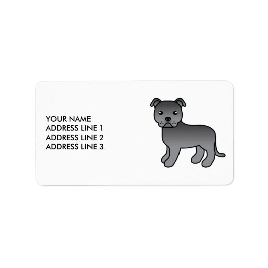 Blauwe Engelse Staffie Mopshond Tekst Etiket (Voorkant)
