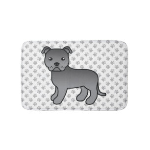 Blauwe Engelse Staffie Schattige Cartoon Hond & Po Badmat