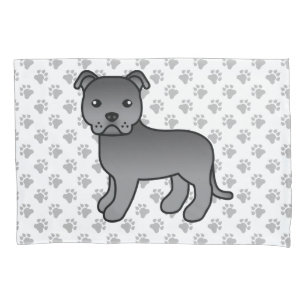 Blauwe Engelse Staffie Schattige Cartoon Hond & Po Kussensloop