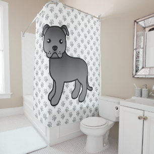 Blauwe Engelse Staffordshire Bull Terrier Hond Douchegordijn