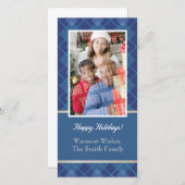 Blauwe enige foto Argyle Feestdagenkaart (Voorkant / Achterkant)