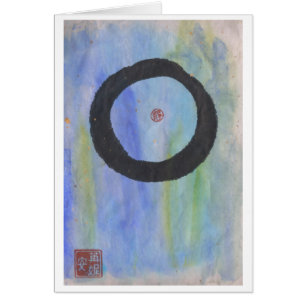 Blauwe Enso (Zen Circle) van Blanco kaart met over