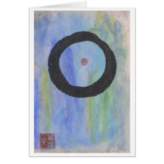 Blauwe Enso (Zen Circle) van Blanco kaart met over