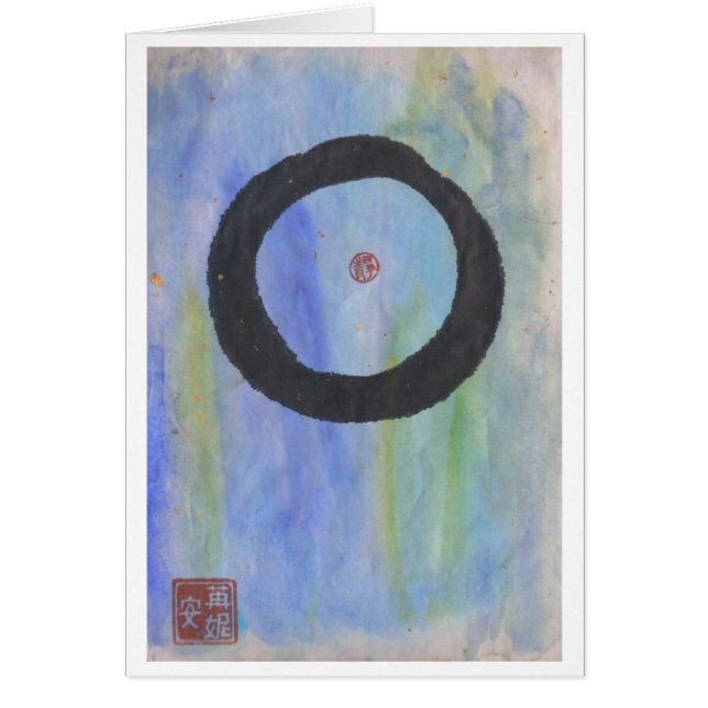 Blauwe Enso (Zen Circle) van Blanco kaart met over (Voorkant)