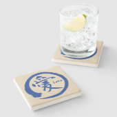 Blauwe ensomcirkel | Japans kanji-symbool voor lie Stenen Onderzetter (Zijkant)