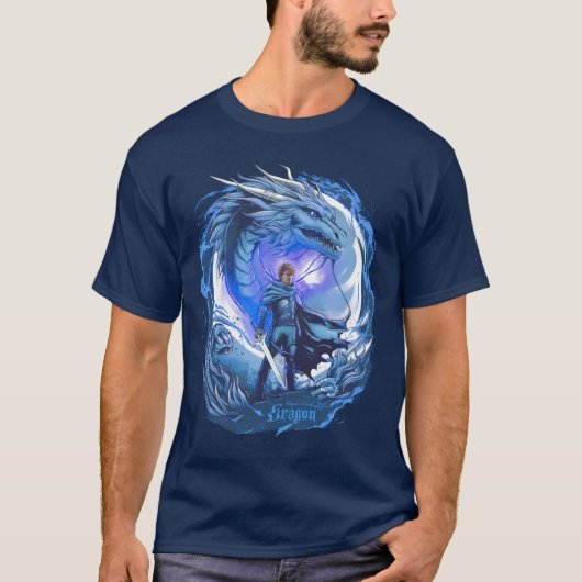Blauwe eragon kunst t-shirt (Voorkant)