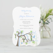 Blauwe erwt in de uitnodiging tot het Baby shower  (Staand voorkant)