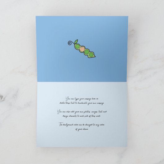 Blauwe erwt in een Kaart van een Baby shower van p (Binnen)