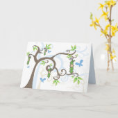 Blauwe erwt in een Kaart van een Baby shower van p (Gele Bloem)