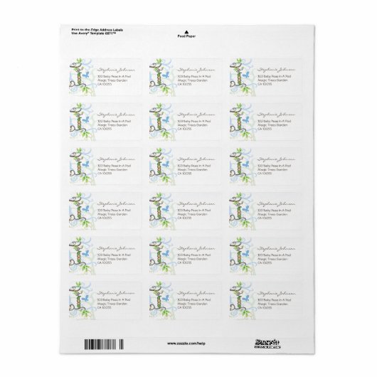 Blauwe erwten in een pod boy tweeling Baby shower  Etiket (Full Sheet)