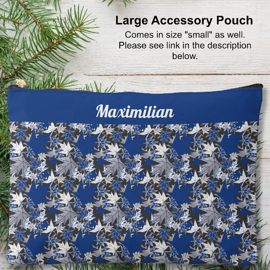 Blauwe esdoorn bladeren - GROTE accessoire zakje Etui