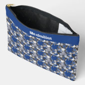 Blauwe esdoorn bladeren - GROTE accessoire zakje Etui (Open)