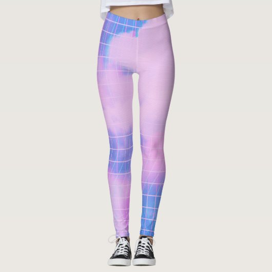 Blauwe esthetische hemel en roze wolken leggings (Voorkant)