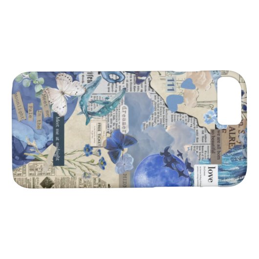 Blauwe esthetische iPhone & iPad Case – Collage (Achterkant (Horizontaal))