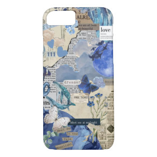 Blauwe esthetische iPhone & iPad Case –  Collage