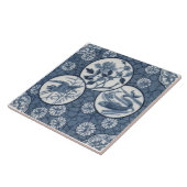 Blauwe esthetische Japanse kraan Tegeltje (Zijkant)