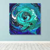 Blauwe Eterniteit | Abstracte Kunst Canvas Afdruk (Insitu (Houten vloer))