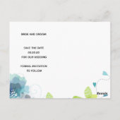 Blauwe etherbloemen bruiloft Sparen de Datum Briefkaart (Achterkant)