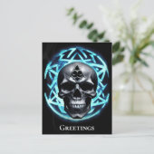 Blauwe Etherische Arcane Schedel van Duisternis Briefkaart (Staand voorkant)