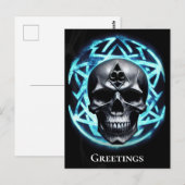 Blauwe Etherische Arcane Schedel van Duisternis Briefkaart (Voorkant / Achterkant)