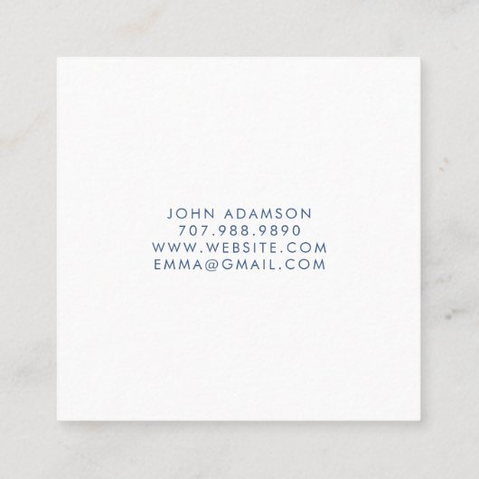 Blauwe Etherische Waterverf Oorbel Display Kaart Vierkante Visitekaartje (Achterkant)