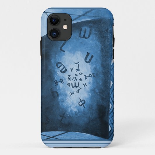 Blauwe Ethiopische Letters Kunst Case-Mate iPhone Case (Achterkant)