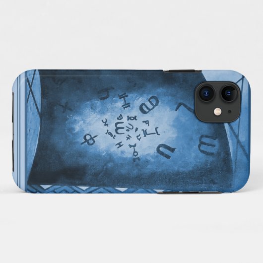 Blauwe Ethiopische Letters Kunst Case-Mate iPhone Case (Achterkant (horizontaal))