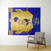 Blauwe Ethische Prins Baby Shower Achtergrond Wandkleed (In Situ (horizontaal))