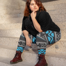 Blauwe etnische aztec leggings
