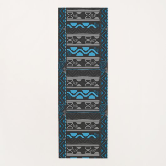 blauwe etnische aztec yogamat (Voorkant)