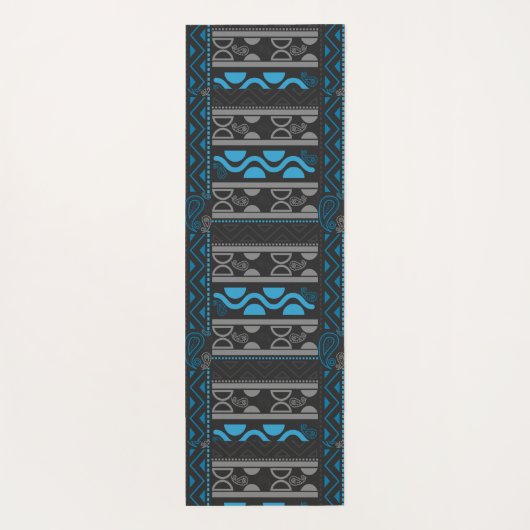 blauwe etnische aztec yogamat (Achterkant)