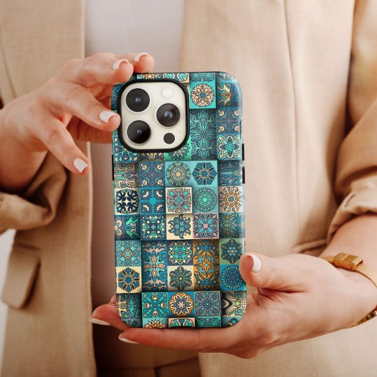 Blauwe Etnische Bloem Mandala | iPhone 14 Case-Mat Case-Mate iPhone Case