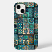 Blauwe Etnische Bloem Mandala | iPhone 14 Case-Mat Case-Mate iPhone Case (Achterkant)