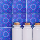 Blauwe Etnische Boho Abstracte Mozaïek Geometrisch Tegeltje
