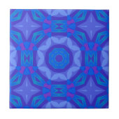 Blauwe Etnische Boho Abstracte Mozaïek Geometrisch Tegeltje (Voorkant)