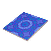 Blauwe Etnische Boho Abstracte Mozaïek Geometrisch Tegeltje (Zijkant)