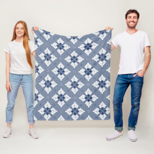 Blauwe etnische damast batik naadloos patroon fleece deken
