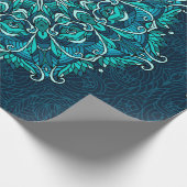 Blauwe etnische mandala. Rasterkopie Cadeaupapier (Hoek)