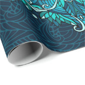 Blauwe etnische mandala. Rasterkopie Cadeaupapier (Rol Hoek)