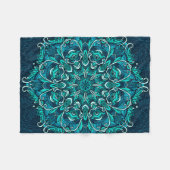 Blauwe etnische mandala. Rasterkopie Fleece Deken (Voorkant (Horizontaal))