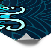 Blauwe etnische mandala. Rasterkopie Poster (Hoek)