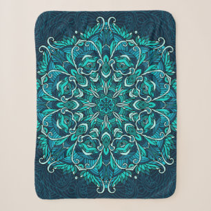 Blauwe etnische mandala. Rasterkopie Sherpa Deken