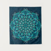 Blauwe etnische mandala. Rasterkopie Wandkleed (Voorkant)