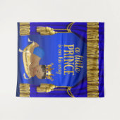 Blauwe Etnische Prins Baby Shower Achtergrond Wandkleed (Voorkant (horizontaal))