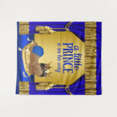 Blauwe Etnische Prins Jongens Baby Shower Achtergr Wandkleed (Voorkant (horizontaal))