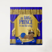 Blauwe Etnische Prins Jongens Baby Shower Achtergr Wandkleed (Voorkant)