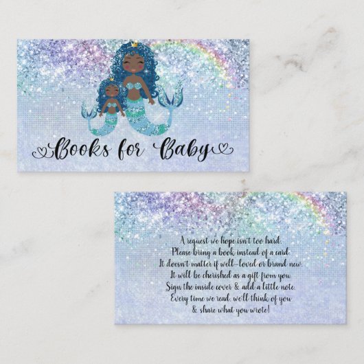 Blauwe etnische zeemeerminnen onder de boeken van informatiekaartje (Voorkant / Achterkant)