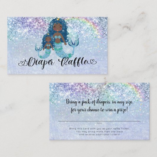 Blauwe etnische zeemeerminnen onder het Zee luiera Informatiekaartje (Voorkant / Achterkant)